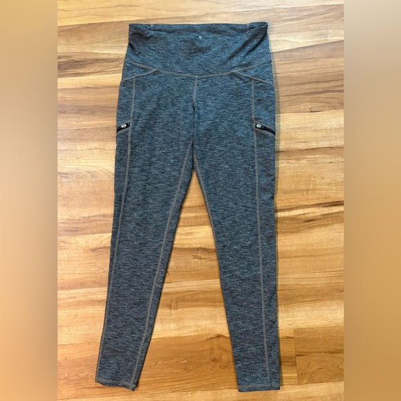 Athleta Pants - Athleta Heather Gray Leggings Side Zipper Pockets and Contrast Stitching, Size S